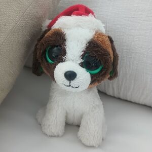 Ty Stuffed Animal with Santa Hat - Brown and White